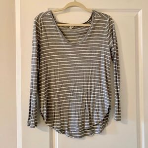 Gap Long Sleeve T-Shirt- Striped Gray and white
